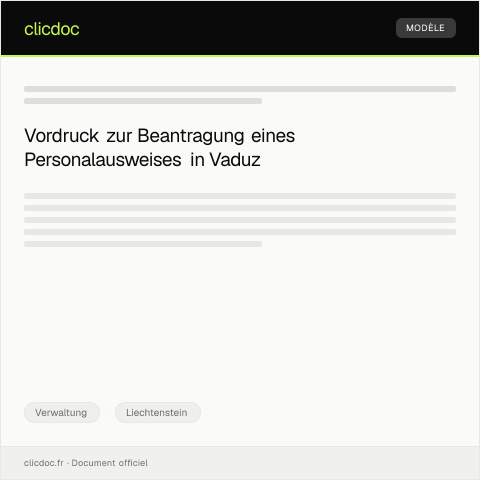 Dokumentvorschau: Vordruck für die Beantragung eines Personalausweises bei der Gemeinde Vaduz — Verwaltung, Liechtenstein