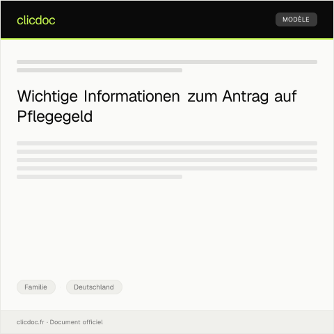 Dokumentvorschau: Antrag auf Pflegegeld im Familienpflege — Familie, Deutschland