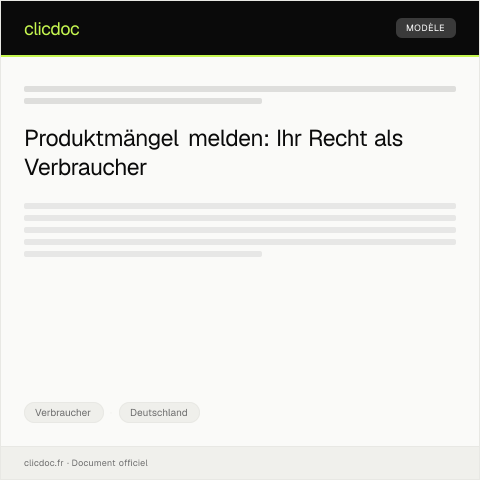 Dokumentvorschau: Antrag auf Anzeige von Produkt­mängeln bei der Bundesnetzagentur — Verbraucher, Deutschland