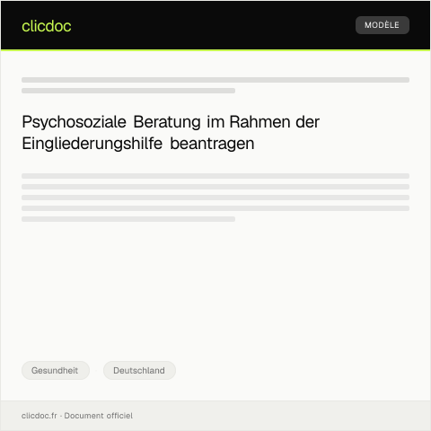 Dokumentvorschau: Antrag auf psychosoziale Beratung im Rahmen der Eingliederungshilfe — Gesundheit, Deutschland