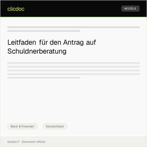Dokumentvorschau: Antrag auf Schuldnerberatung – Formular — Bank & Finanzen, Deutschland