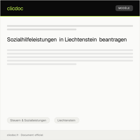 Dokumentvorschau: Antrag auf Sozialhilfeleistungen — Steuern & Sozialleistungen, Liechtenstein