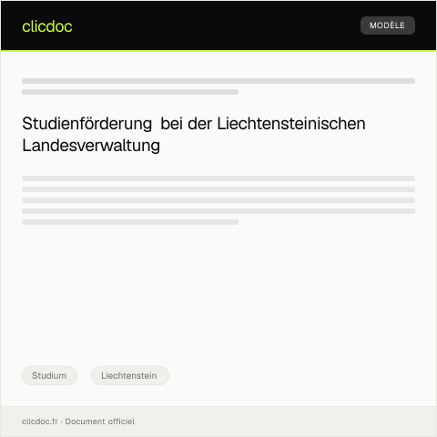 Dokumentvorschau: Antrag auf Studienförderung bei der Liechtensteinischen Landesverwaltung — Studium, Liechtenstein