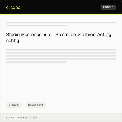 Dokumentvorschau: Antrag auf Studienkostenbeihilfe bei der Hochschule — Studium, Deutschland