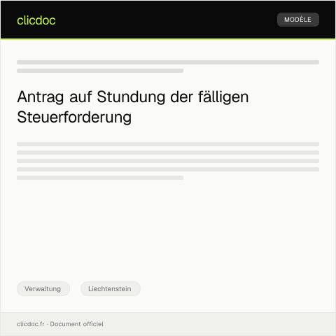 Dokumentvorschau: Bitte um Stundung der fälligen Steuerforderung beim Amt für Soziale Dienste — Verwaltung, Liechtenstein