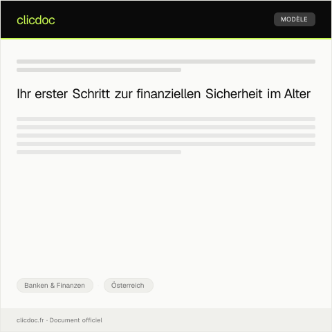 Dokumentvorschau: Antrag auf Teilnahme an einer Altersvorsorgeberatung — Banken & Finanzen, Österreich