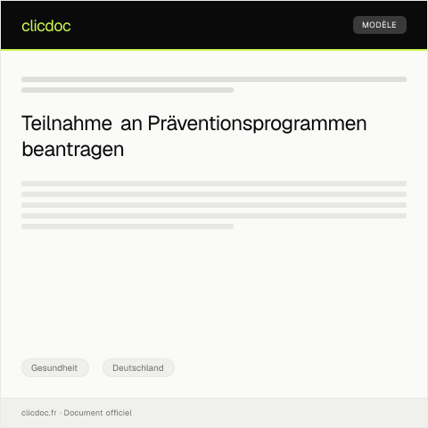 Dokumentvorschau: Antrag auf Teilnahme an Präventionsprogrammen — Gesundheit, Deutschland