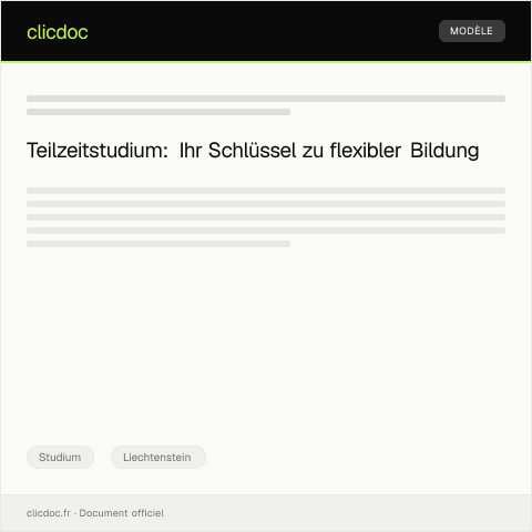 Dokumentvorschau: Antrag auf Teilzeitstudium — Studium, Liechtenstein