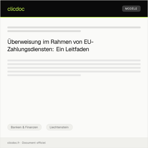 Dokumentvorschau: Antrag auf Überweisung im Rahmen von EU-Zahlungsdiensten — Banken & Finanzen, Liechtenstein