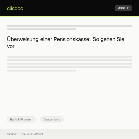 Dokumentvorschau: Antrag auf Überweisung einer Pensionskasse — Bank & Finanzen, Deutschland