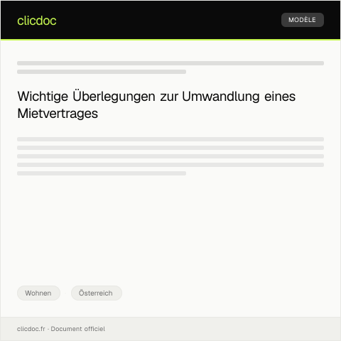 Dokumentvorschau: Antrag auf Umwandlung eines Mietvertrages in Eigentum — Wohnen, Österreich