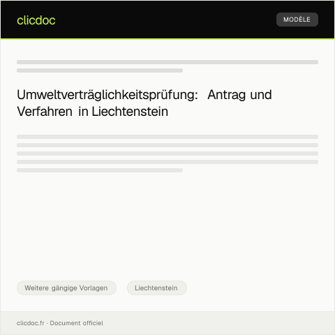 Dokumentvorschau: Antrag auf Umweltverträglichkeitsprüfung — Weitere gängige Vorlagen, Liechtenstein