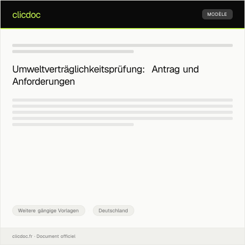 Dokumentvorschau: Antrag auf Umweltverträglichkeitsprüfung — Weitere gängige Vorlagen, Deutschland
