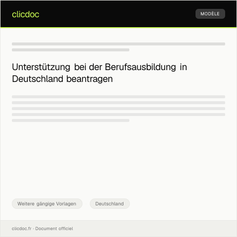 Dokumentvorschau: Antrag auf Unterstützung bei der Berufsausbildung — Weitere gängige Vorlagen, Deutschland