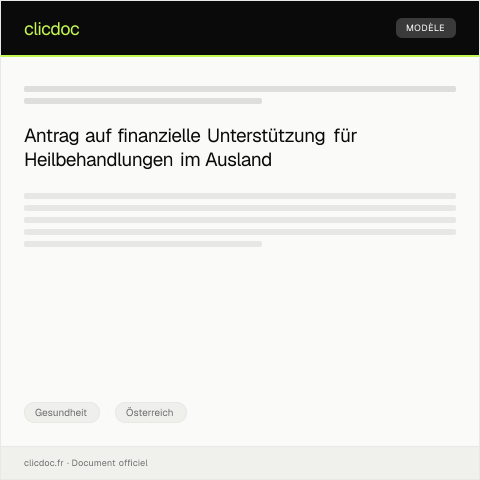 Dokumentvorschau: Antrag auf Unterstützung bei Heilbehandlungen im Ausland — Gesundheit, Österreich