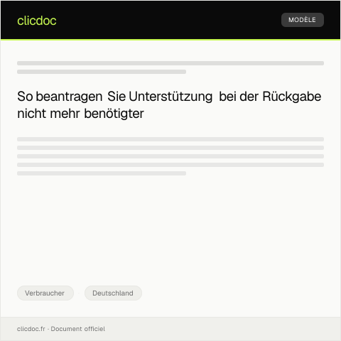 Dokumentvorschau: Antrag auf Unterstützung bei Rückgabe nicht mehr benötigter Produkte — Verbraucher, Deutschland