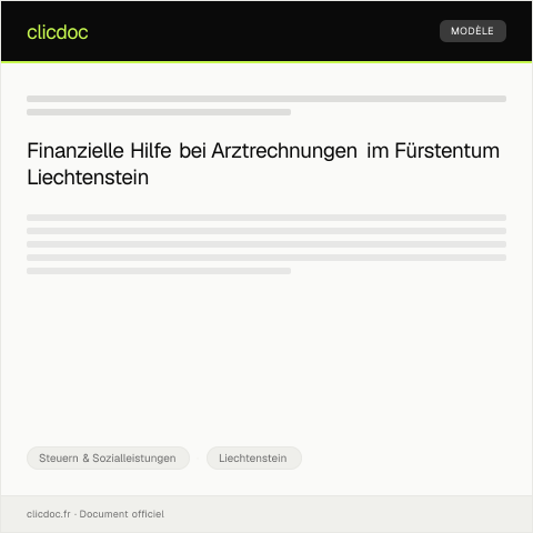 Dokumentvorschau: Antrag auf Unterstützung bei Arztrechnungen — Steuern & Sozialleistungen, Liechtenstein