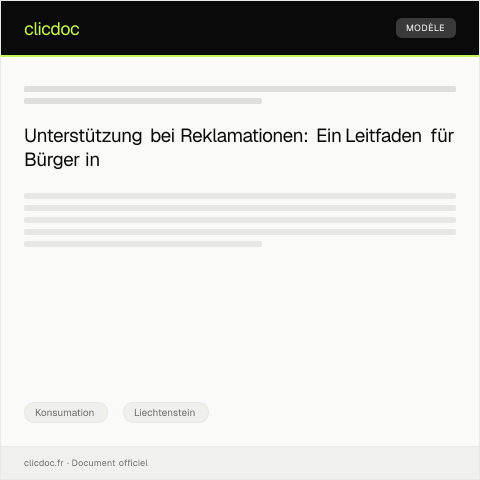 Dokumentvorschau: Antrag auf Unterstützung bei Reklamationen — Konsumation, Liechtenstein