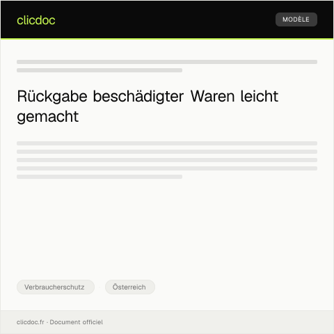Dokumentvorschau: Antrag auf Unterstützung bei Rückgabe beschädigter Waren — Verbraucherschutz, Österreich
