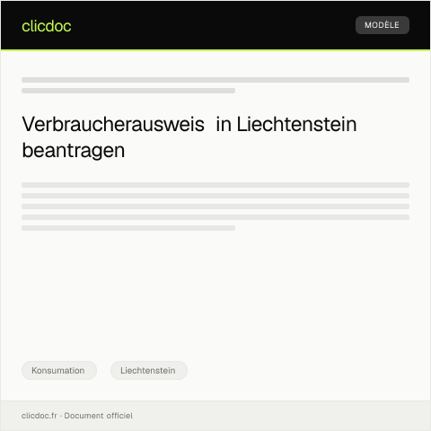 Dokumentvorschau: Antrag auf Ausstellung eines Verbraucherausweises — Konsumation, Liechtenstein