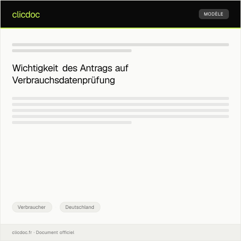 Dokumentvorschau: Antrag auf Prüfung von Verbrauchs­daten bei Wasser­versorgern — Verbraucher, Deutschland