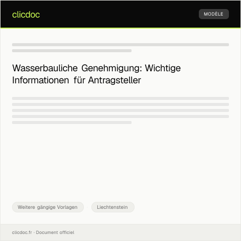 Dokumentvorschau: Antrag auf Wasserbauliche Genehmigung — Weitere gängige Vorlagen, Liechtenstein
