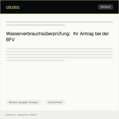 Dokumentvorschau: Antrag auf Wasserverbrauchsüberprüfung — Weitere gängige Vorlagen, Deutschland