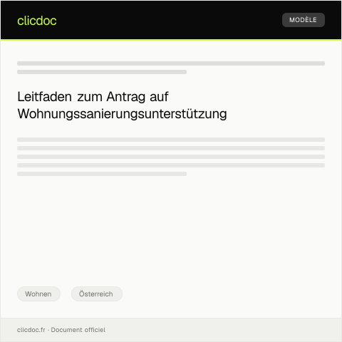 Dokumentvorschau: Antrag auf Unterstützung bei Wohnungssanierung — Wohnen, Österreich