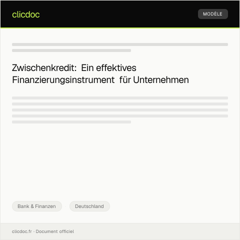 Dokumentvorschau: Antrag auf Zwischenkredit bei der Bank — Bank & Finanzen, Deutschland
