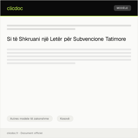 Document preview: Application për përfitim të subvencioneve tatimore — Autres modele të zakonshme, Kosovë