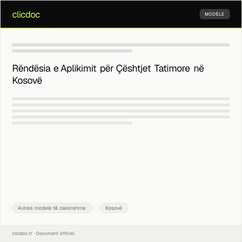 Document preview: Application për rregullimin e çështjeve tatimore — Autres modele të zakonshme, Kosovë