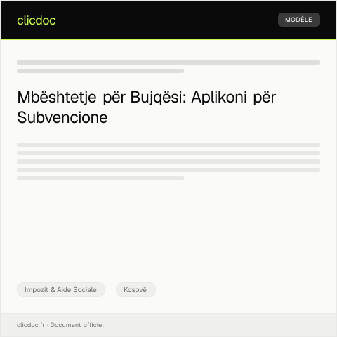 Document preview: Aplikim për subvencione për fermerë dhe bujqësi — Impozit & Aide Sociale, Kosovë