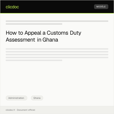 Document preview: Appeal Against Customs Duty Assessment at the Ghana Revenue Authority Customs Division — Administration, Ghana