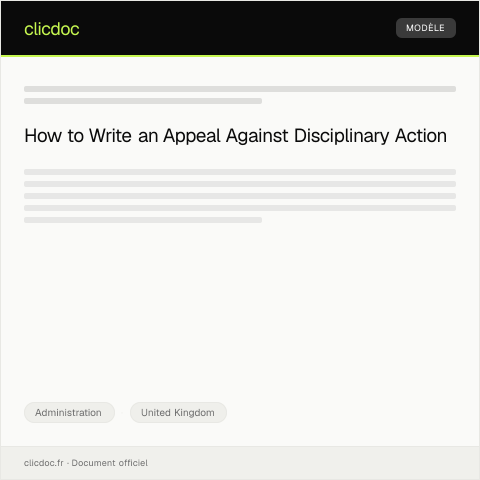 Document preview: Appeal Against Disciplinary Action — Administration, United Kingdom