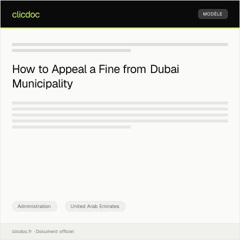 Document preview: Appeal Against Fine Imposed by Dubai Municipality — Administration, United Arab Emirates