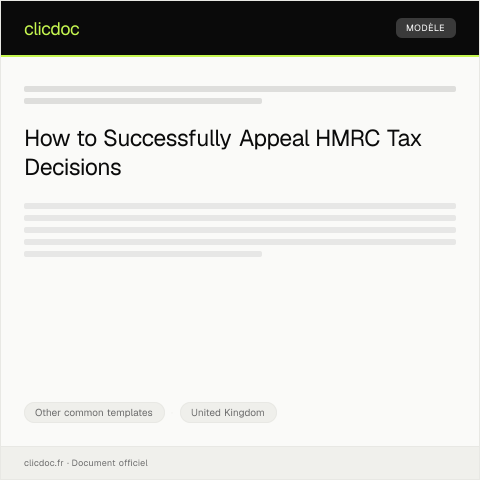Document preview: Appeal Against HMRC Tax Decision — Other common templates, United Kingdom