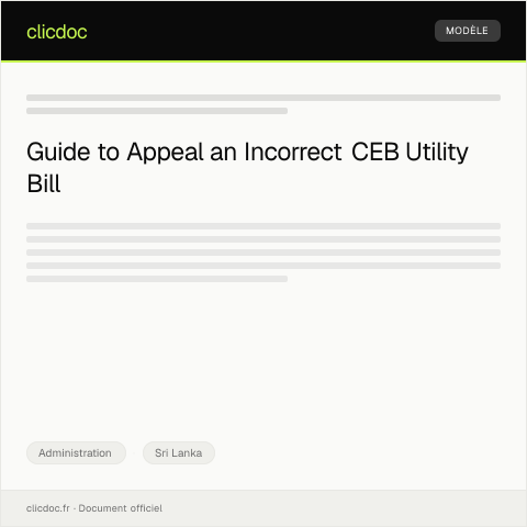 Document preview: Appeal Against Incorrect Utility Bill from Ceylon Electricity Board — Administration, Sri Lanka