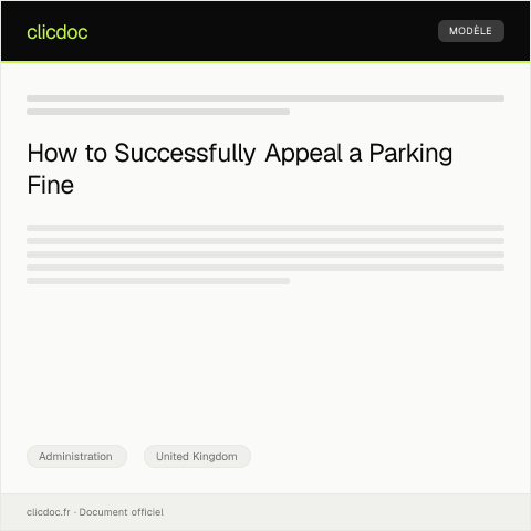 Document preview: Appeal Against Parking Fine — Administration, United Kingdom