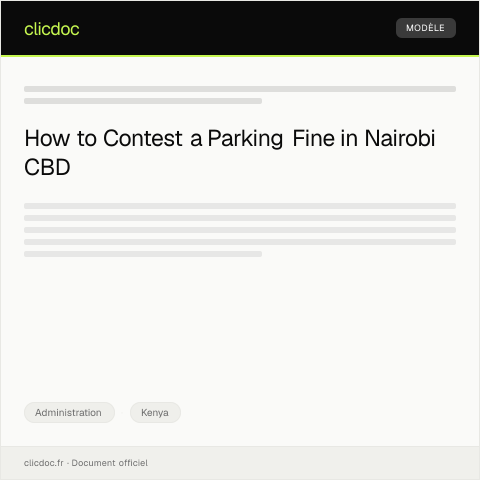 Document preview: Appeal Against Parking Fine Issued in Nairobi CBD — Administration, Kenya