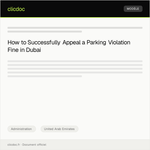 Document preview: Appeal Against Fine for Parking Violation via RTA Dubai Digital Platform — Administration, United Arab Emirates