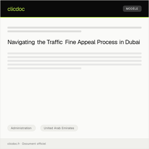 Document preview: Appeal Against Traffic Fine Decision Filed with Dubai Traffic Police — Administration, United Arab Emirates