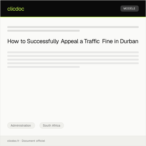 Document preview: Appeal Against Traffic Fine Issued in Durban — Administration, South Africa