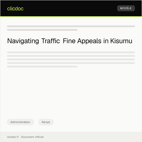 Document preview: Appeal Against Court Fine Imposed for Traffic Violation in Kisumu — Administration, Kenya