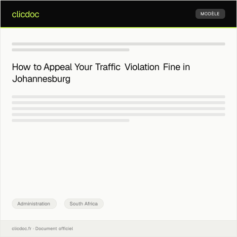 Document preview: Appeal Against Traffic Violation Fine Issued in Johannesburg — Administration, South Africa