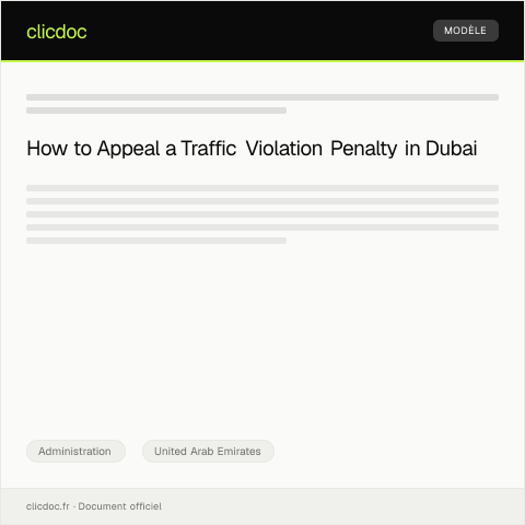 Document preview: Appeal Against Penalty Imposed for Traffic Violation at Dubai Police — Administration, United Arab Emirates