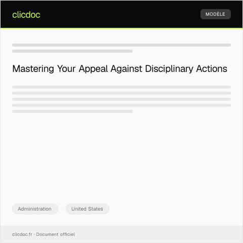 Document preview: Appeal Against Workplace Disciplinary Action — Administration, United States