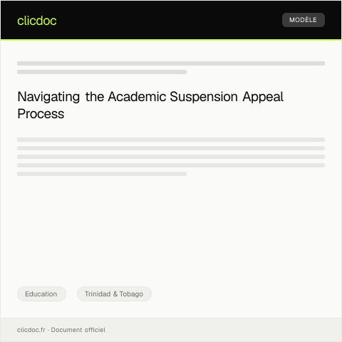 Document preview: Appeal for Academic Suspension Review — Education, Trinidad & Tobago