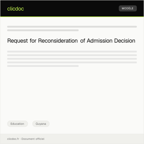 Document preview: Appeal for Admission Decision Reconsideration at the University of Guyana — Education, Guyana