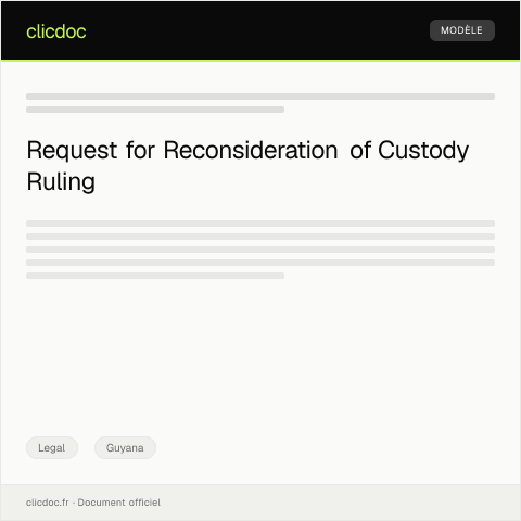 Document preview: Appeal for Reconsideration of Domestic Court Decision on Custody Case — Legal, Guyana