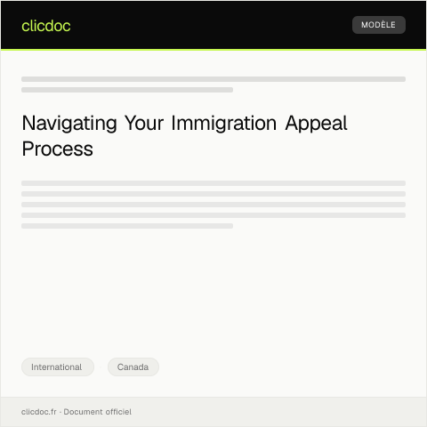 Document preview: Appeal of Immigration Decision / Appel d'une décision d'immigration — International, Canada